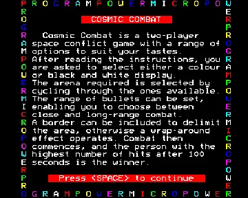 Cosmic Combat (19xx)(Micro Power)[a][COMB] screen shot title